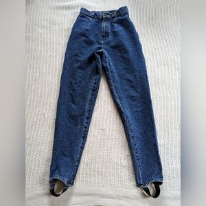 VTG Liz Claiborne LIZWEAR Petite 4 Stirrup Jean's High Rise Dark Wash 25" Waist